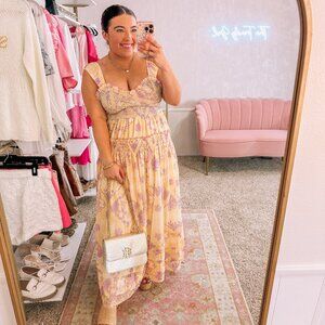 Amazon Women Spring Dresses Flowy Smocked Maxi Dress Puff Sleeve Sweetheart Y2K